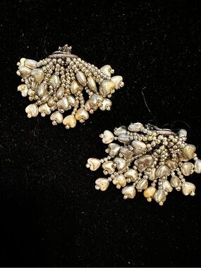 Cluster Heart Drop Earrings in Silver Tone - Women's Jewelry